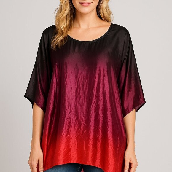 Caroline Rose Tops - New Caroline Rose Ombre Silk Tunic Size Large Pocho Purple Quiet Luxury Artsy